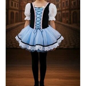 Dance Costume Kids S/M ‎ 12C Ballet Milkmaid Gretel Peasant Tutu Dress VTG
